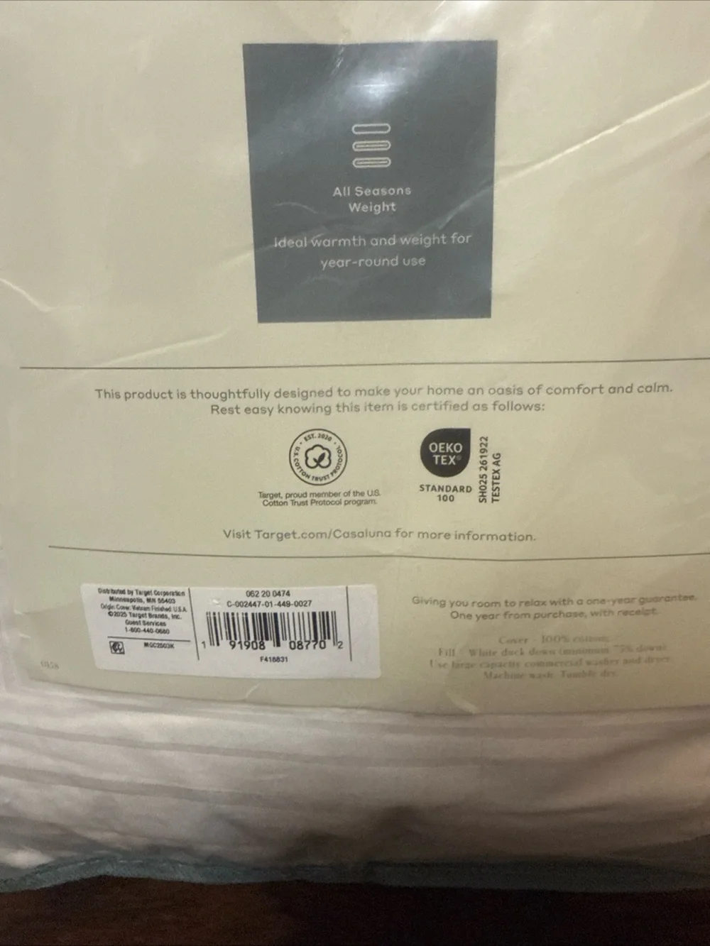 Casaluna All Seasons Weight Down Comforter King White 600 Duck Down Fill
